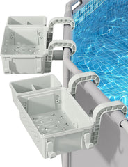 [PATENTED]  2025 Upgrade 2 Sets Poolside Storage Basket - Original above Ground Pool Accessories, Swimming Pool Storage Basket with Pool Cup Holder, Poolside Storage to Organize Cup Towel