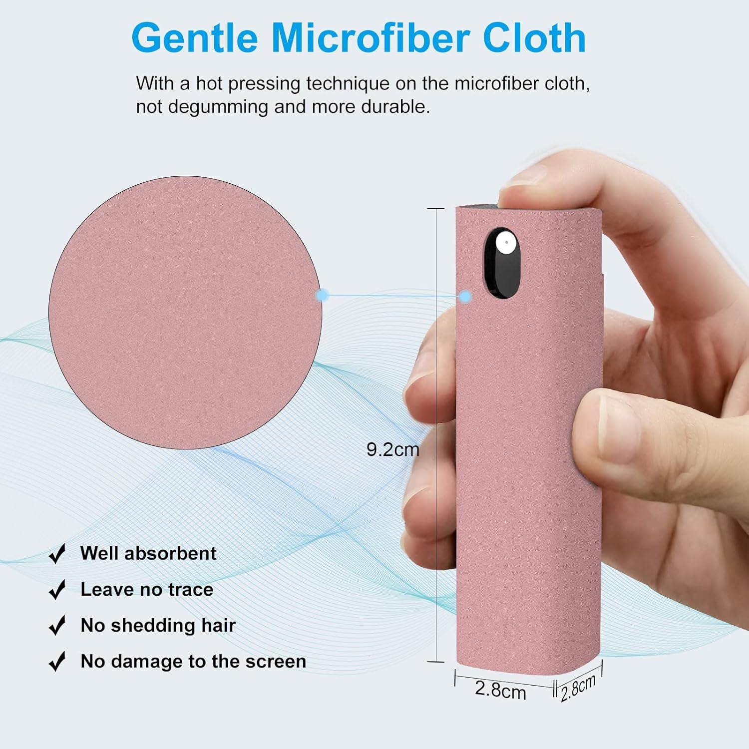 Screen Cleaner Kit 2PCS, 3-In-1 Touchscreen Mist Cleaner Spray Bottle Tool & Microfiber Cloth, Portable Reusable Fingerprint-Proof Spray Bottle for Phone/Laptop/Tablet/Tv/Screens (Pink)