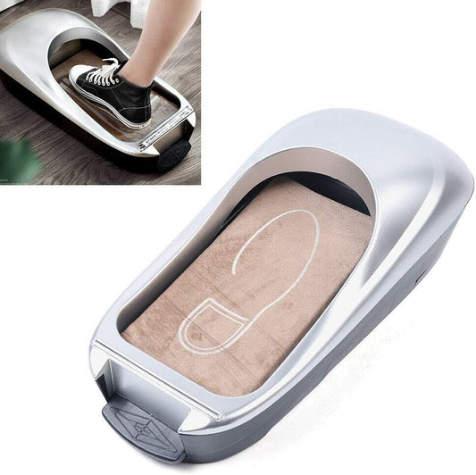 Automatic Shoe Film Machine Portable Shoe Covers Dispenser + Shoe Membrane 1 Roll Keep Floor Clean Perfect for Home Shop Office Lab Disposable Overshoes Dispenser Machine (Silver + 1 Roll Shoe Film)