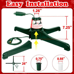 Rotating Christmas Tree Stand with Foot Switch,360-Degree Rotating Christmas Tree Stand,Up to 7.5Ft and 80 Pounds Artificial Tree,With 3 Settings Trunk Diameter