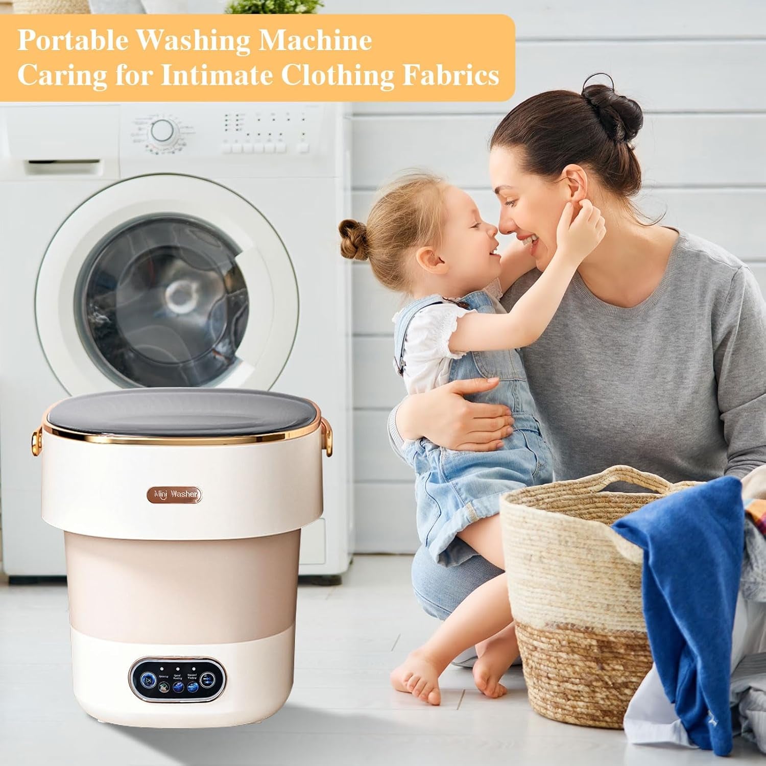 Glam Portable Mini Washing Machine with Spin Basket