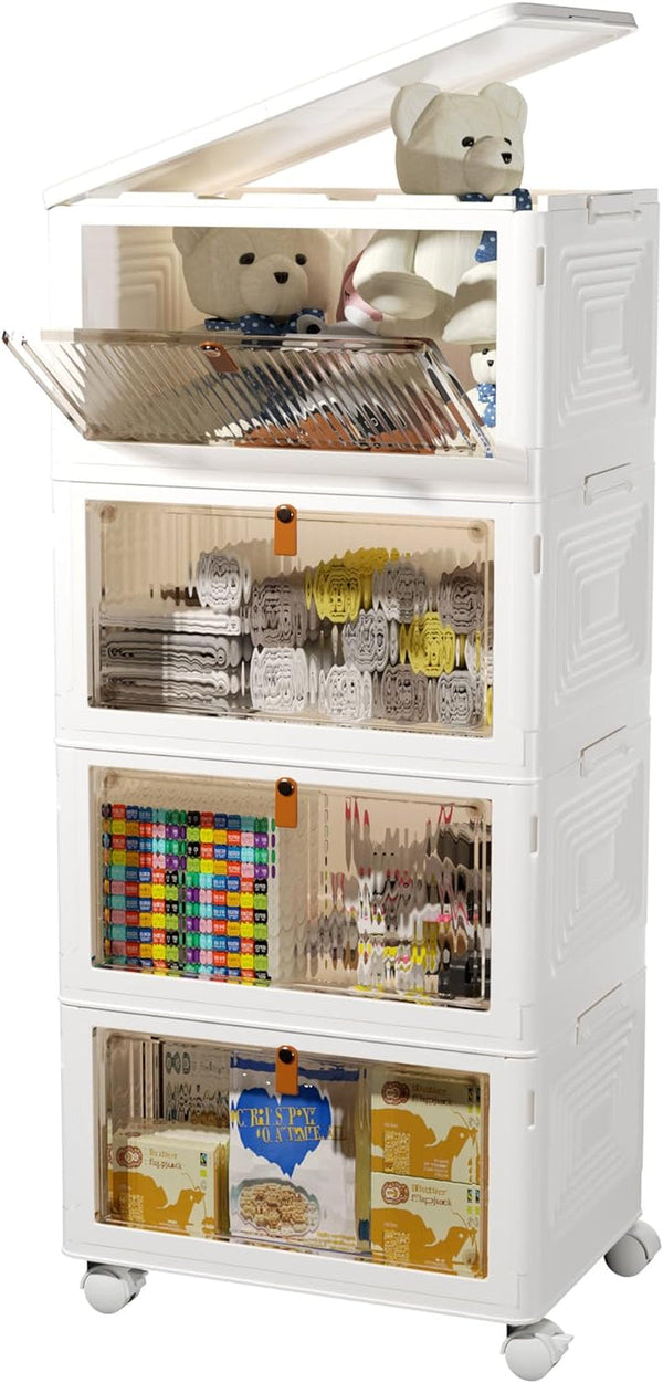 Glam 4 Tier Stackable Storage Bins with Lids