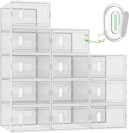 Glam Shoe Boxes Clear Plastic Stackable Shoe Containers